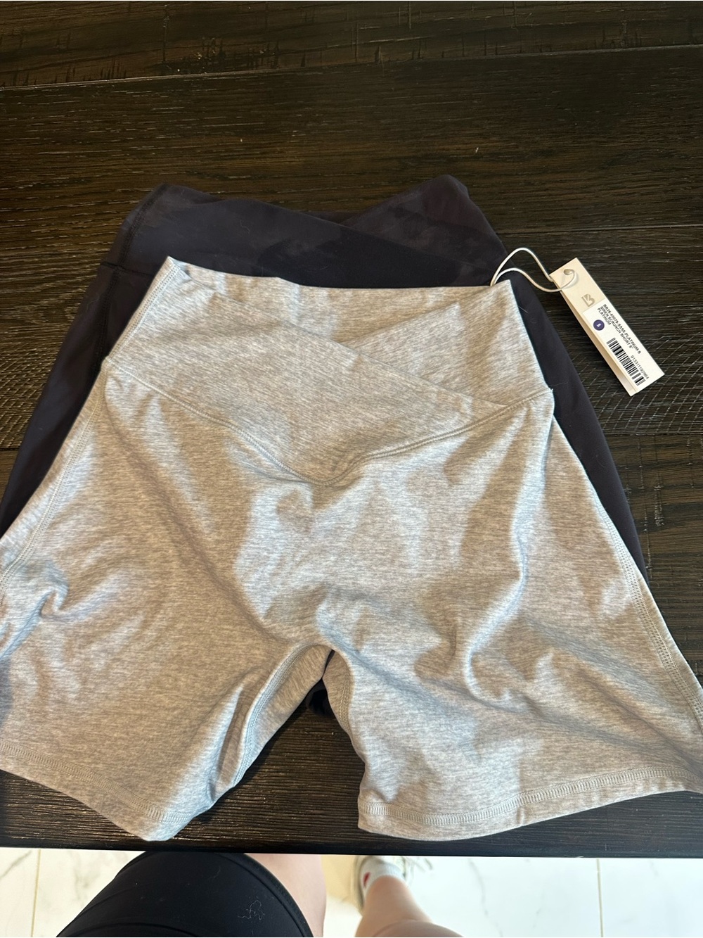 BuffBunny Gray & Black High-Waist V-Seam Workout Shorts